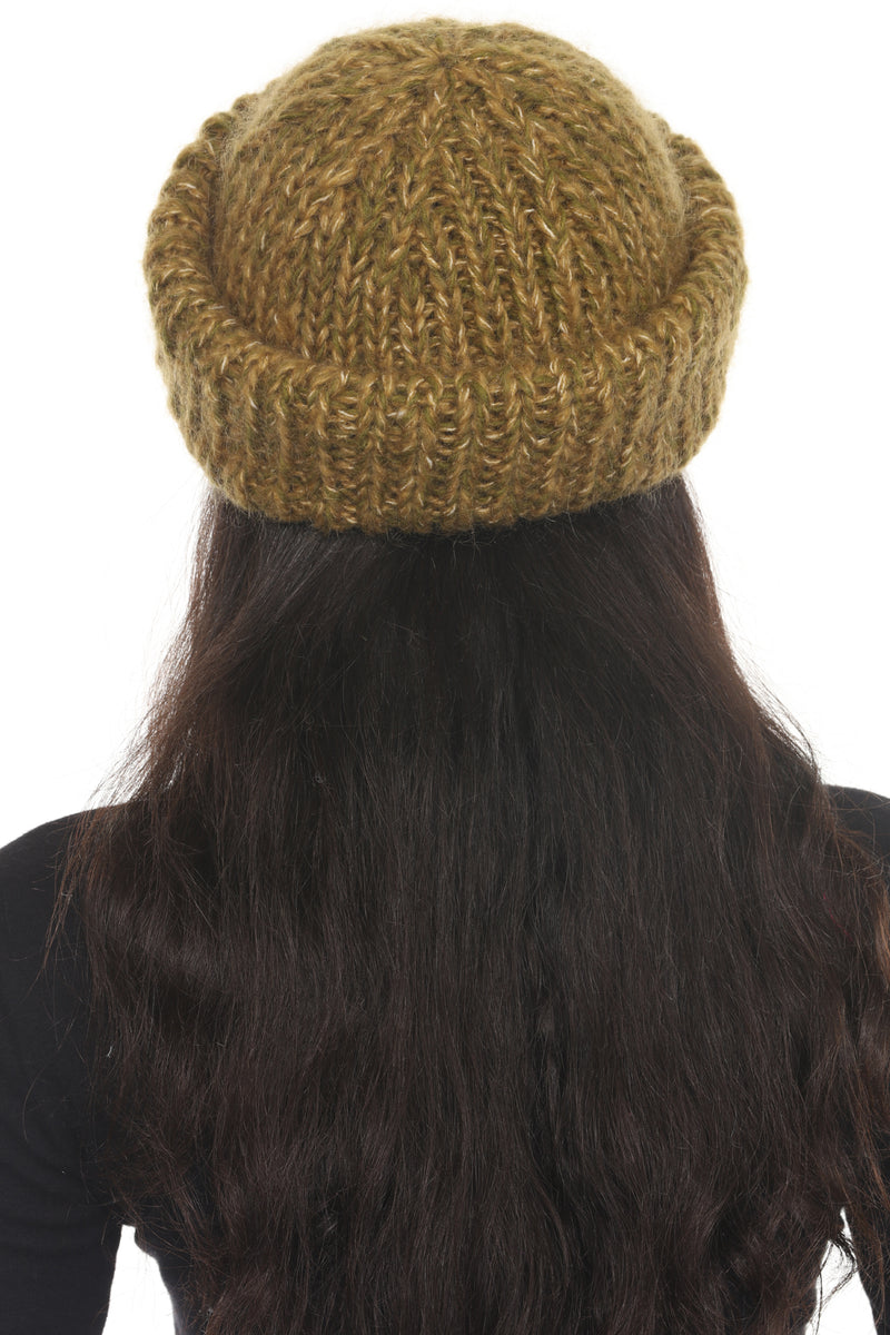 Rolled Faux Mohair Wol-Rib Beannie