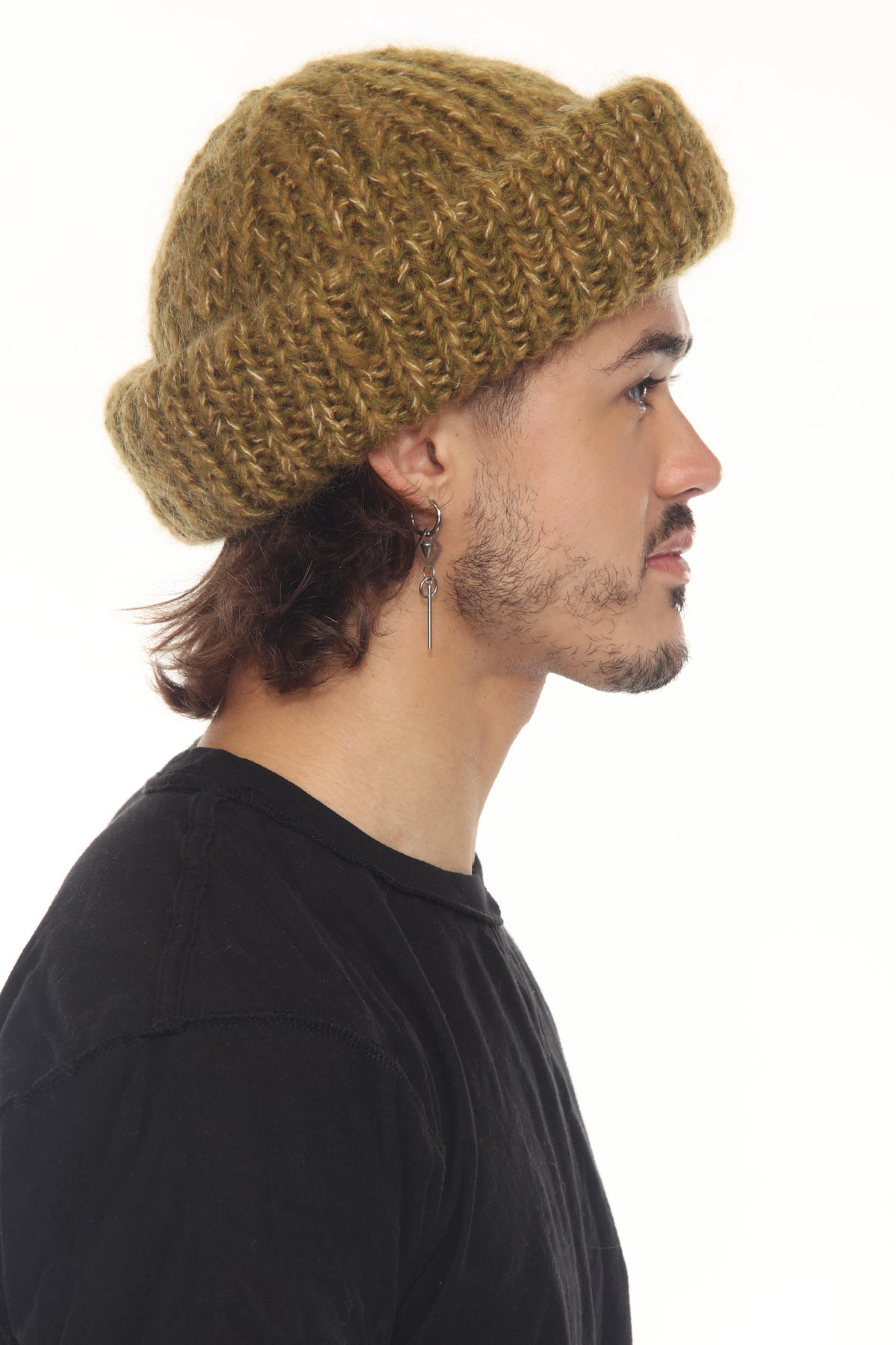 Rolled Faux Mohair Wol-Rib Beannie