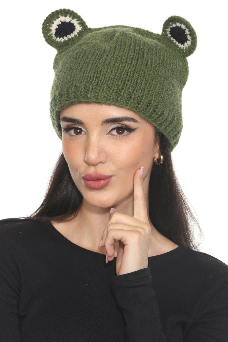 Wool FrogCharacter Green Beanie