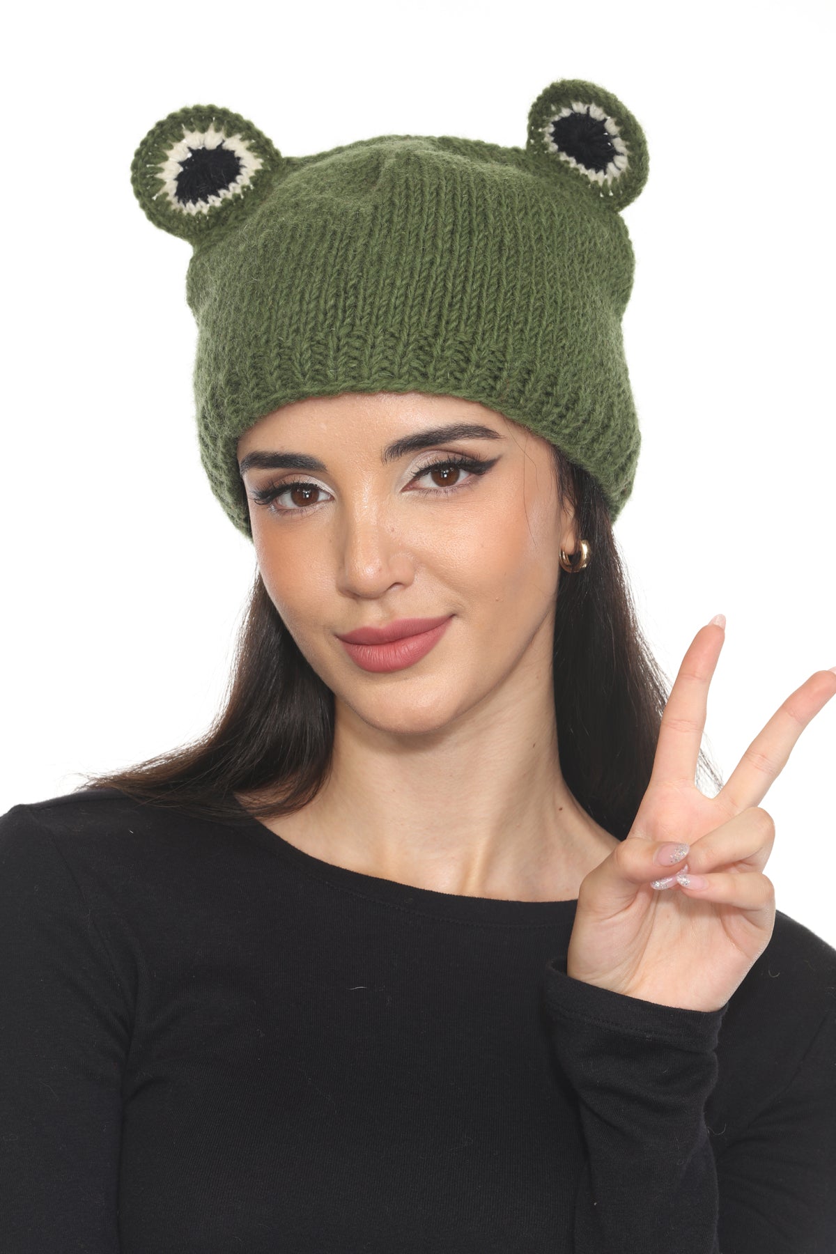 Wool FrogCharacter Green Beanie