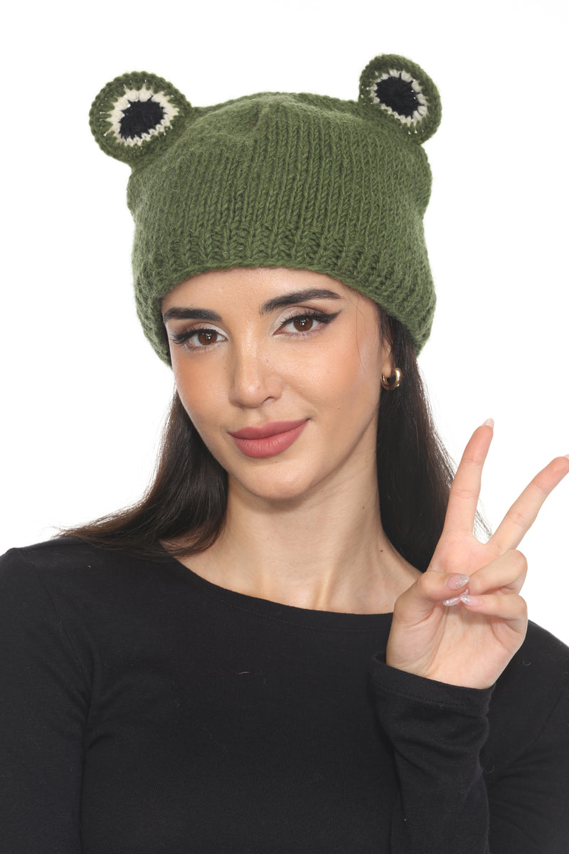 Wool FrogCharacter Green Beanie