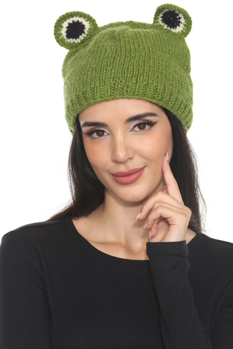 Wool FrogCharacter Green Beanie