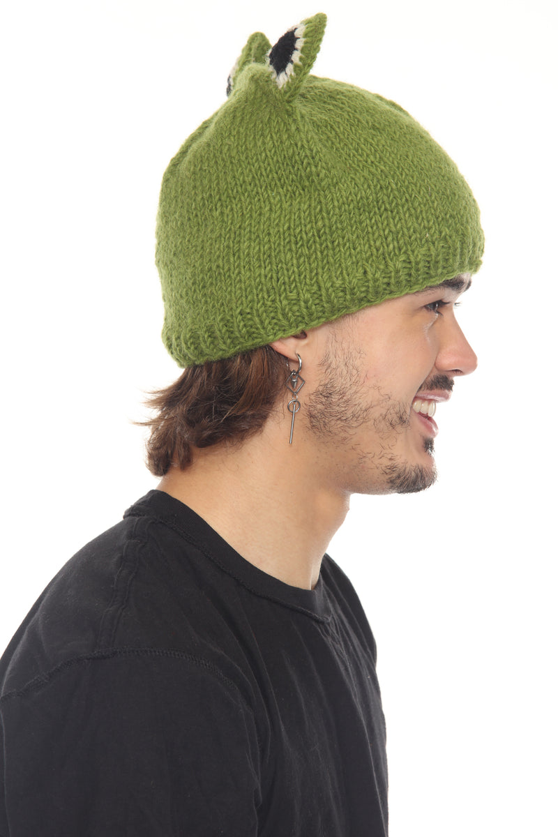 Wool FrogCharacter Green Beanie