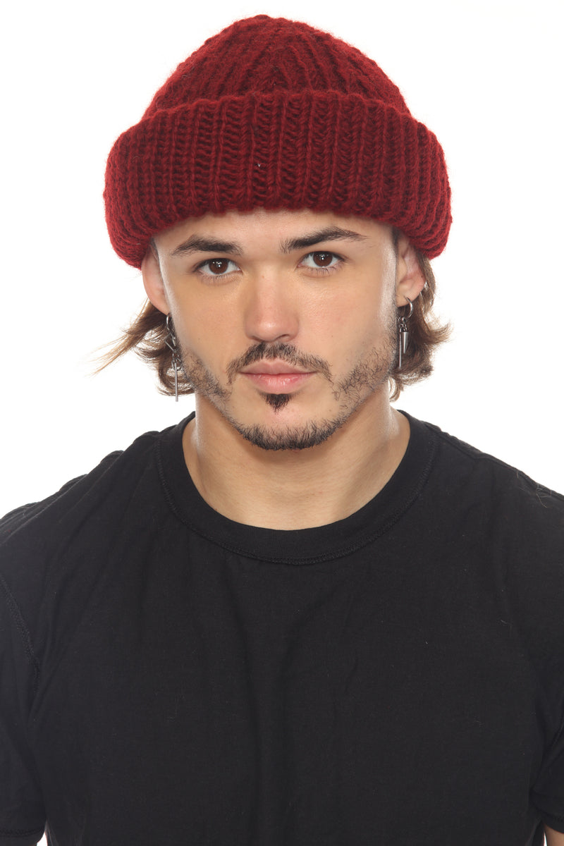 Ribbed Fine Wool Fisherman Beanie