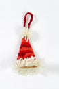 Load image into Gallery viewer, Hand Knit Tiedye Santa Hat Ornament