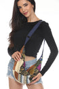 Load image into Gallery viewer, Patchwork Crescent Crossbody Bag