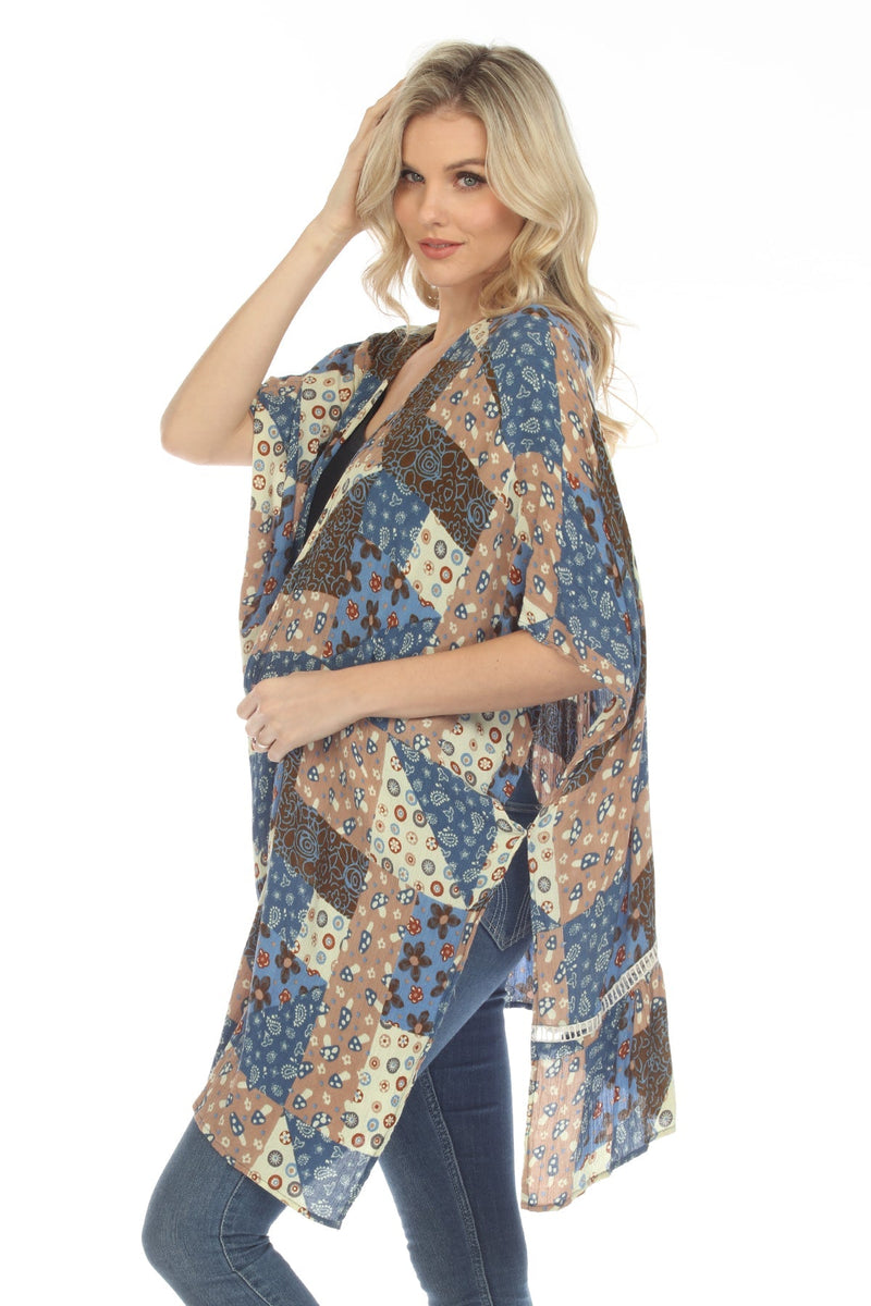 Mushroom Quilt Print Poncho