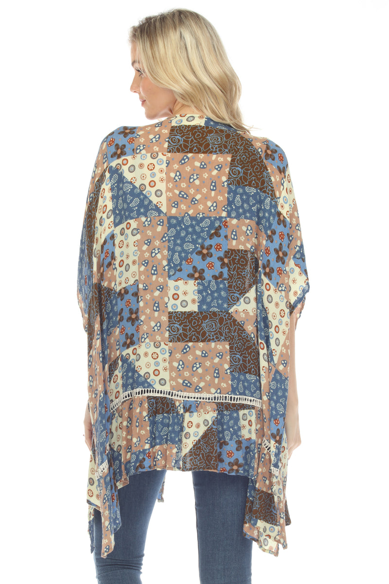 Mushroom Quilt Print Poncho