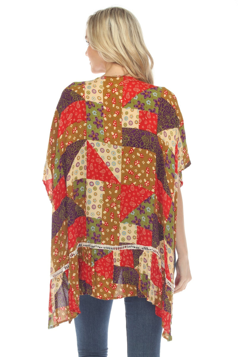 Mushroom Quilt Print Poncho