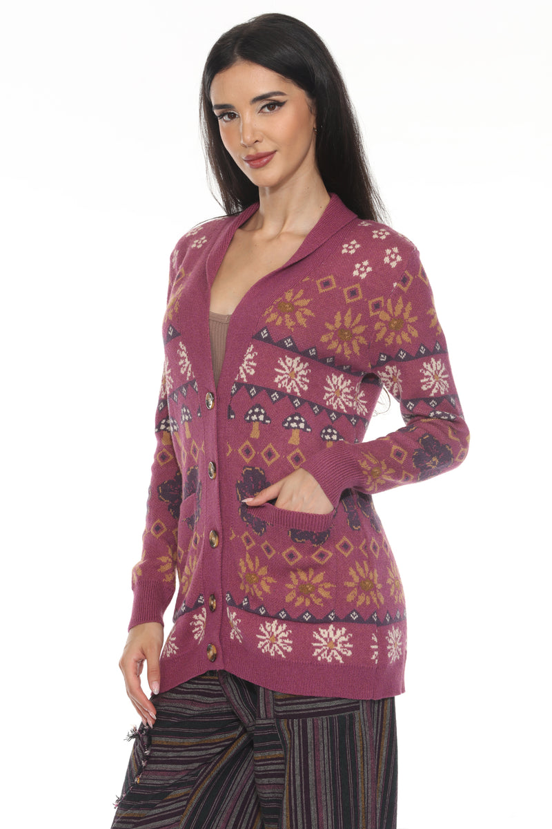 Fair Isle Mushroom Cardigan