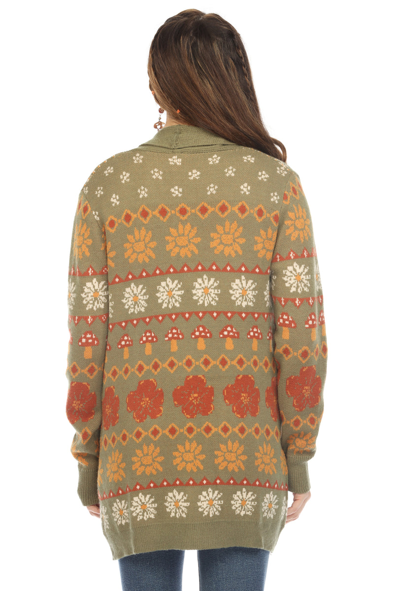 Fair Isle Mushroom Cardigan