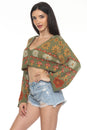 Load image into Gallery viewer, Fair Isle Mushroom Crop Cardigan
