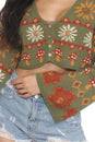 Load image into Gallery viewer, Fair Isle Mushroom Crop Cardigan

