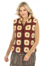 Load image into Gallery viewer, Flower Granny Square Fleece Lined Vest
