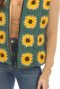 Load image into Gallery viewer, Flower Granny Square Fleece Lined Vest
