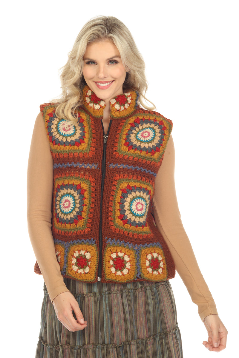 Crochet Mandala Fleece Lined Vest 