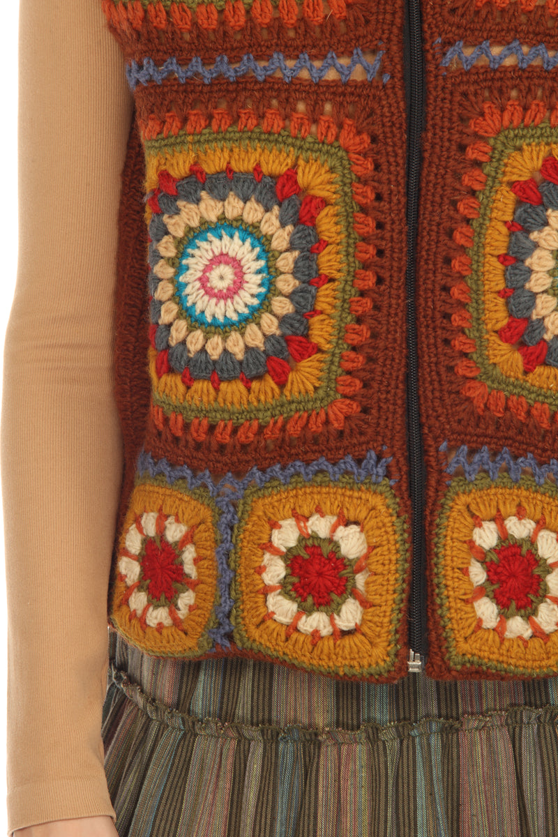 Crochet Mandala Fleece Lined Vest 