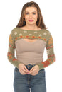 Load image into Gallery viewer, Fair Isle Mushroom Sweater Shrug
