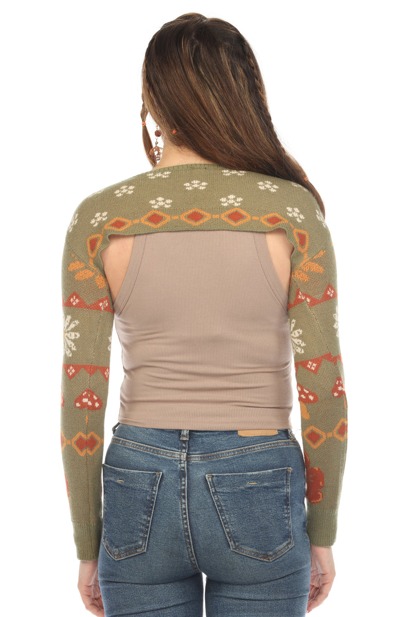 Fair Isle Mushroom Sweater Shrug