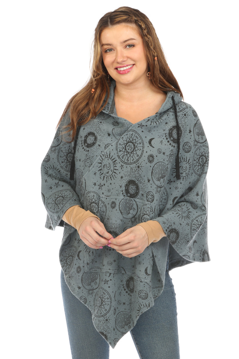 Celestial Cotton Hoodie Poncho