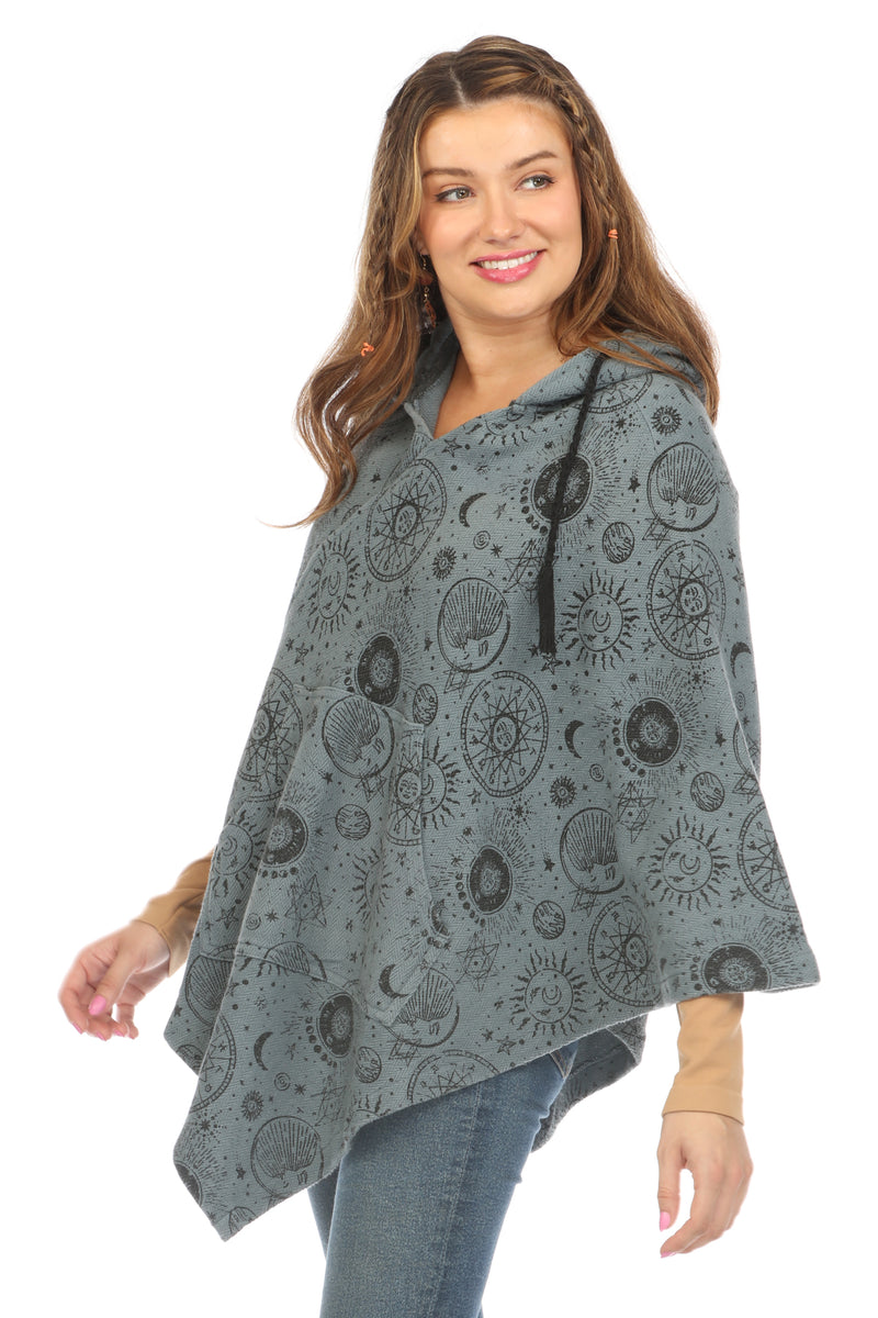 Celestial Cotton Hoodie Poncho