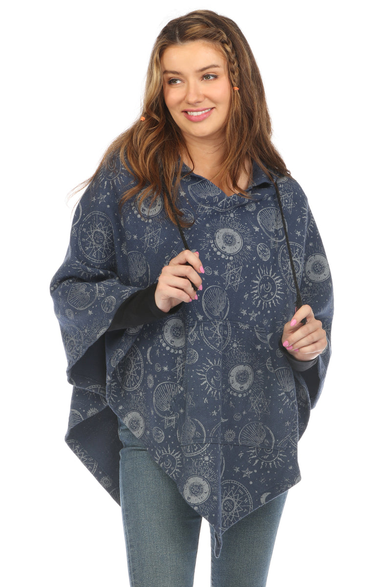 Celestial Cotton Hoodie Poncho