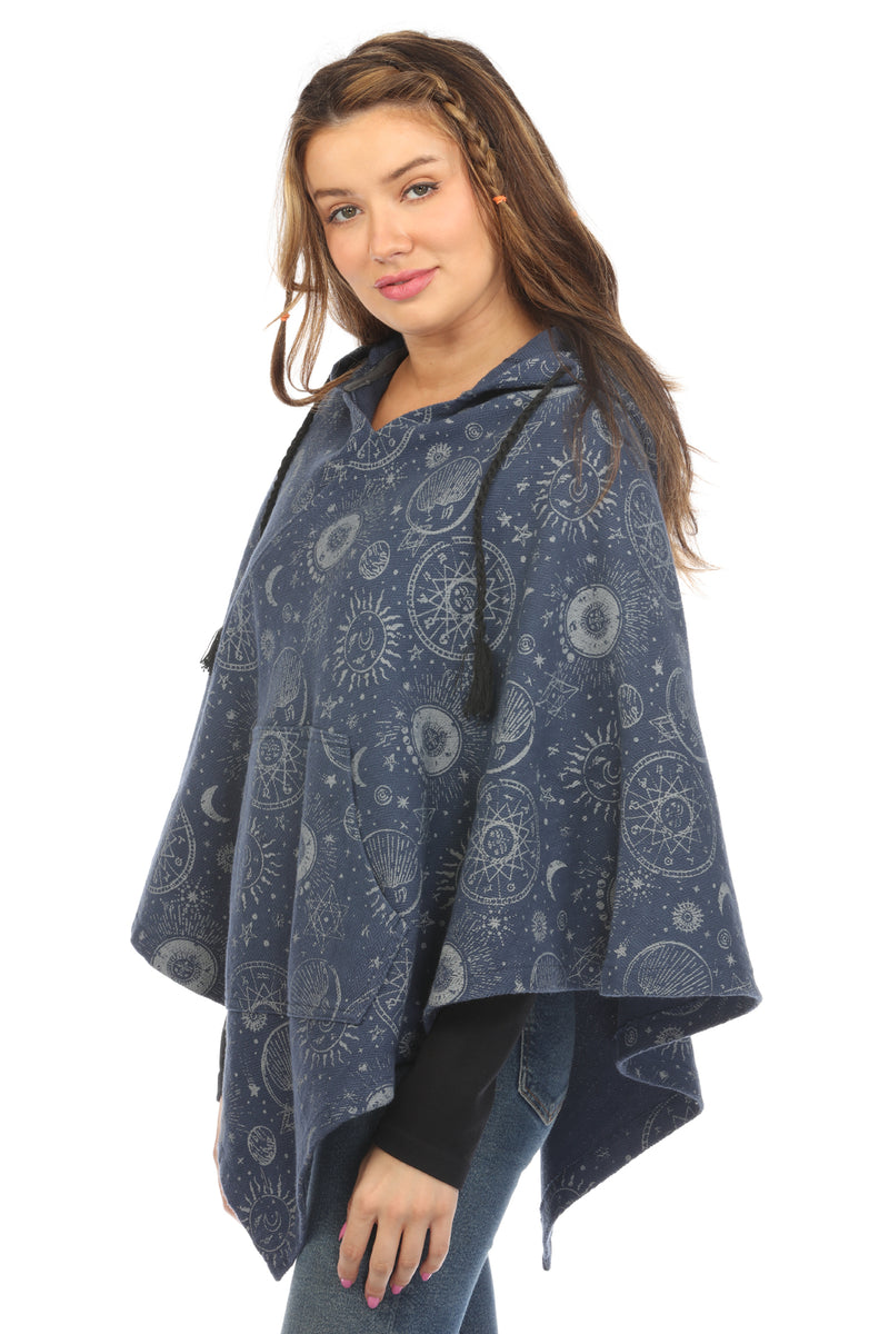 Celestial Cotton Hoodie Poncho