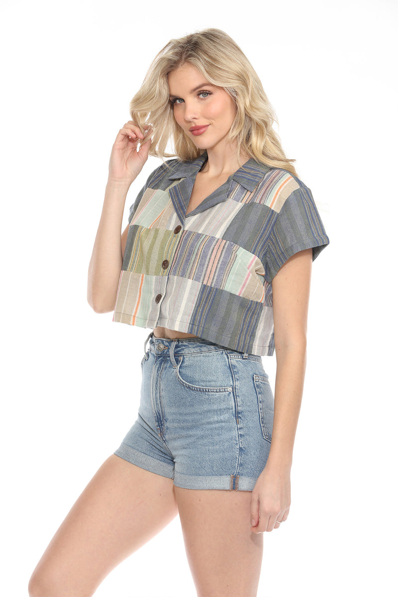 Patchwork Cropped Blouse