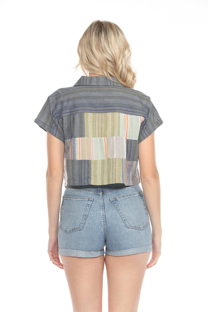 Patchwork Cropped Blouse