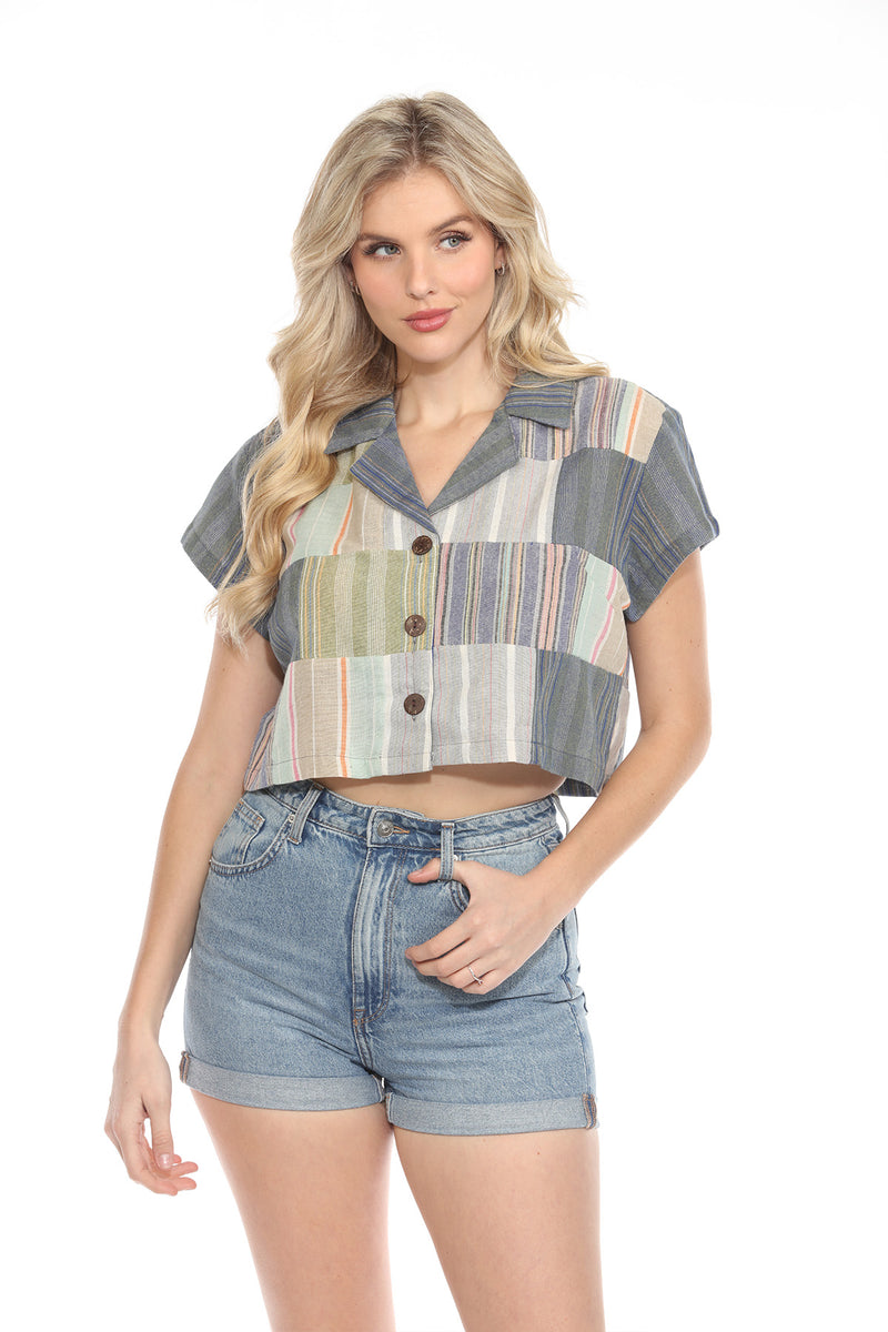 Patchwork Cropped Blouse