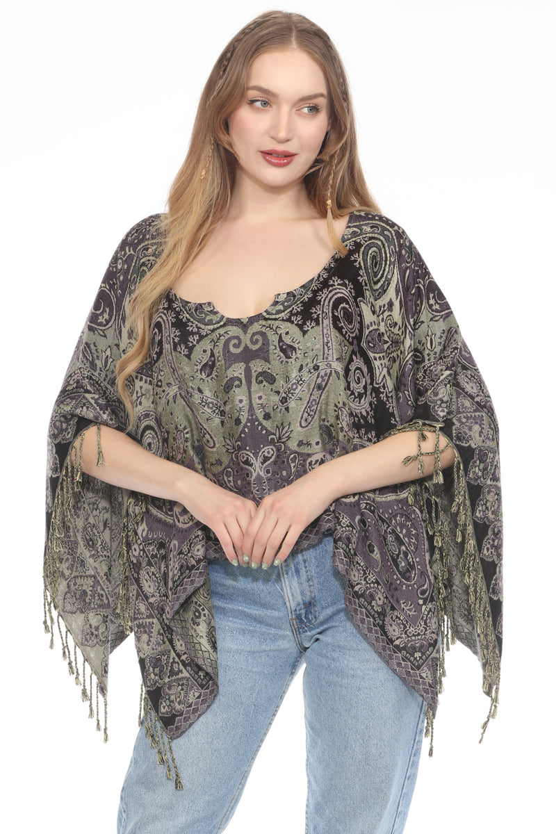 Fringe Paisley Shawl Top