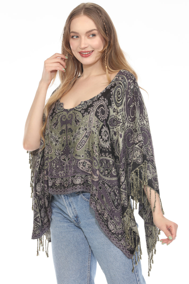 Fringe Paisley Shawl Top