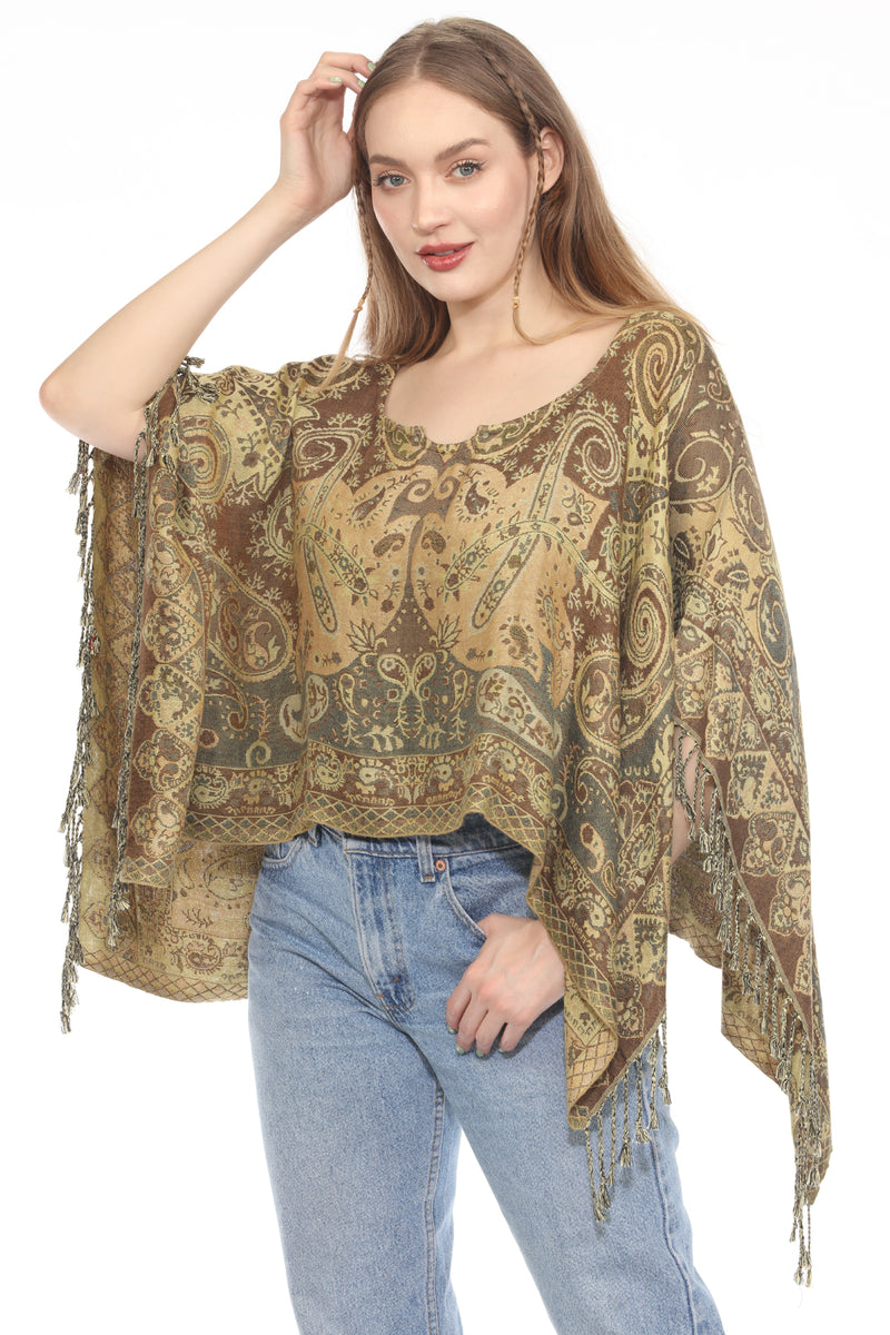 Fringe Paisley Shawl Top