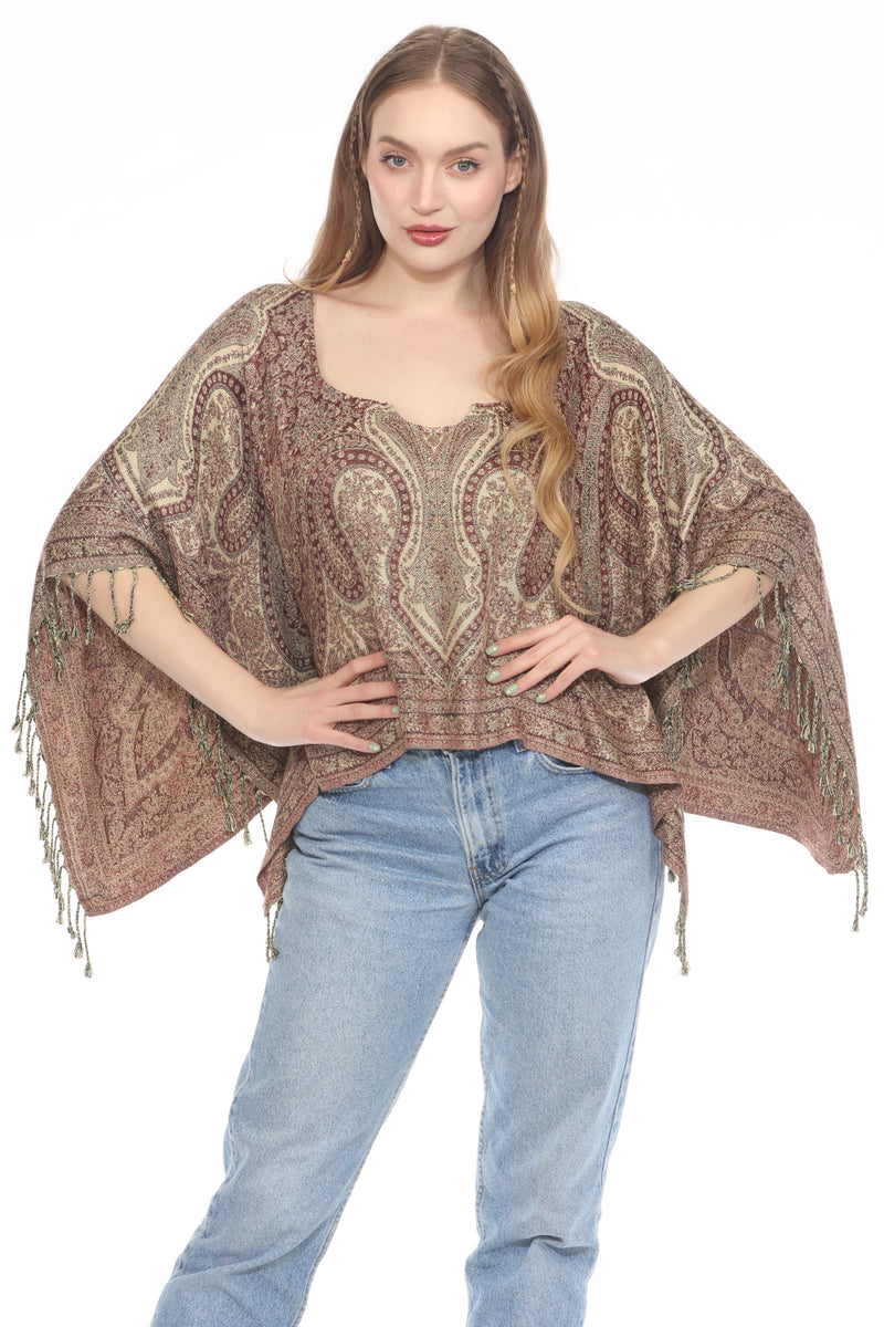 Lotus Paisley Fringe Shawl Top