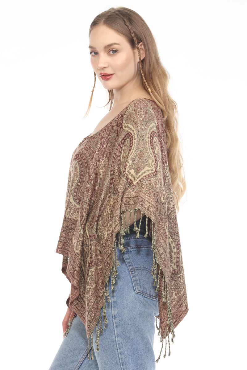 Lotus Paisley Fringe Shawl Top