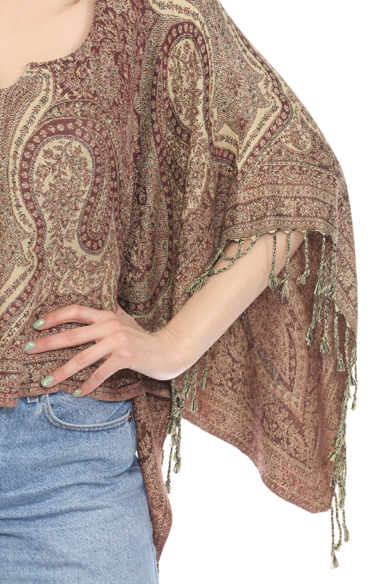 Lotus Paisley Fringe Shawl Top