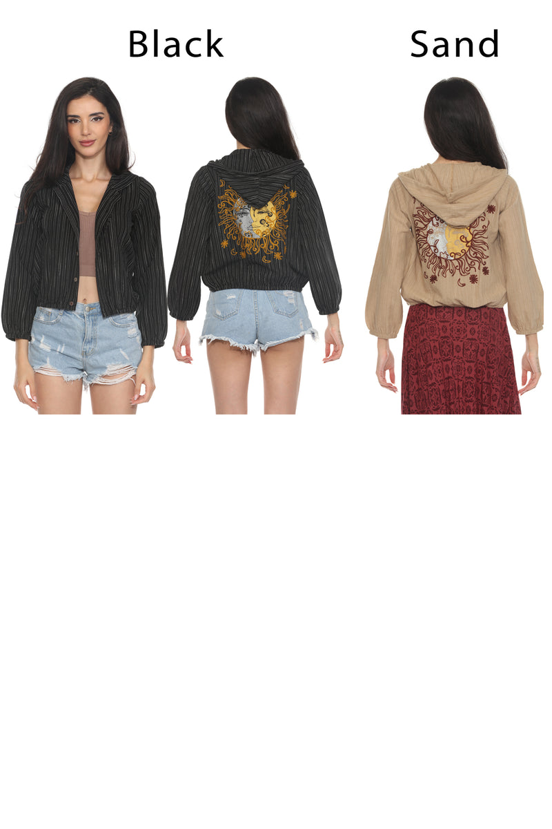 Celestial Emb Bomber Hoodie
