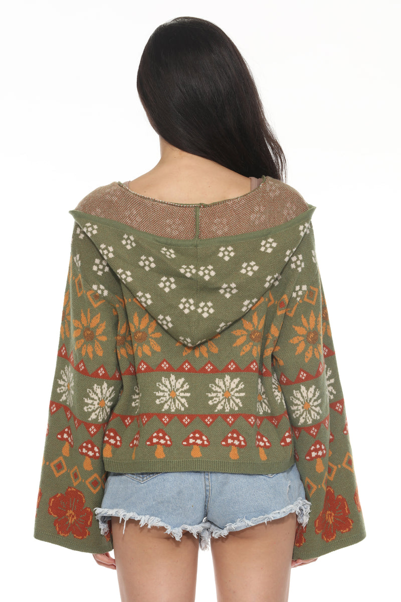 Fair Isle Mushroom Zip Hoodie