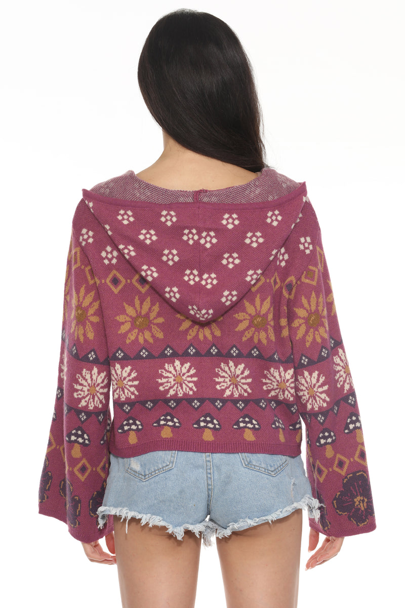 Fair Isle Mushroom Zip Hoodie