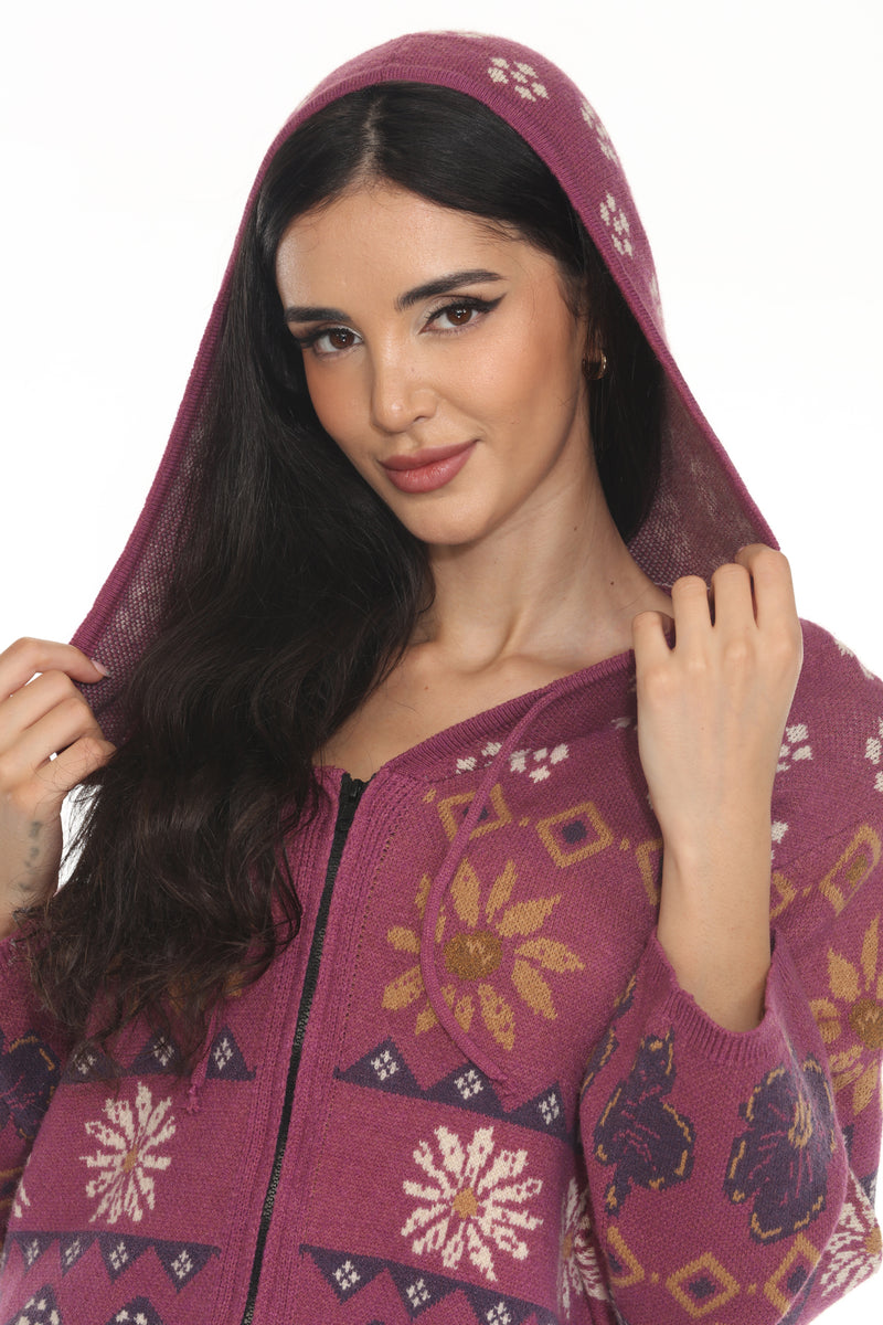 Fair Isle Mushroom Zip Hoodie