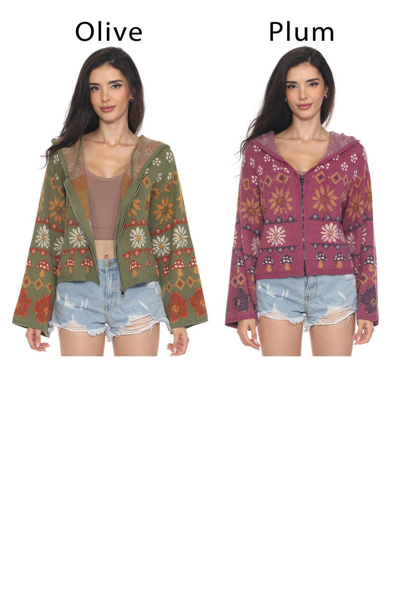 Fair Isle Mushroom Zip Hoodie