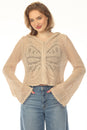 Load image into Gallery viewer, Butterfly Lacy Cropped Zip Hoddie
