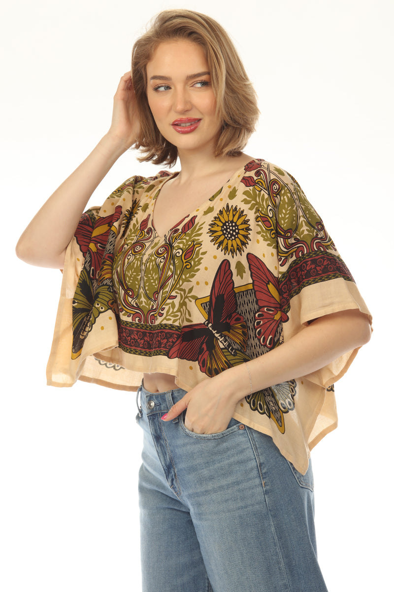 Butterfly Sunflower Scarf Top