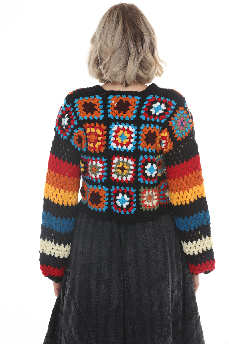 Granny Sq Cropped Cardigan