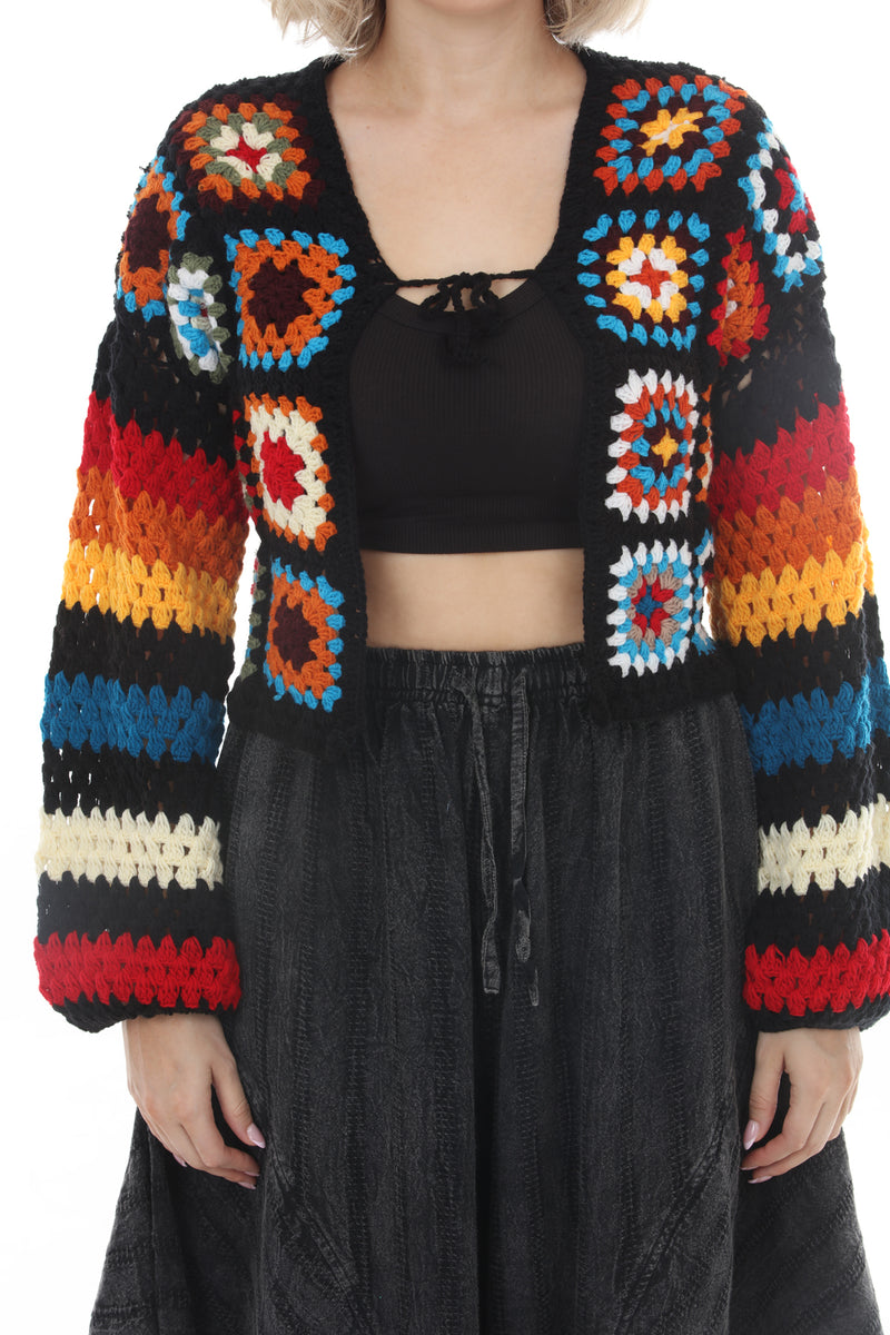 Granny Sq Cropped Cardigan