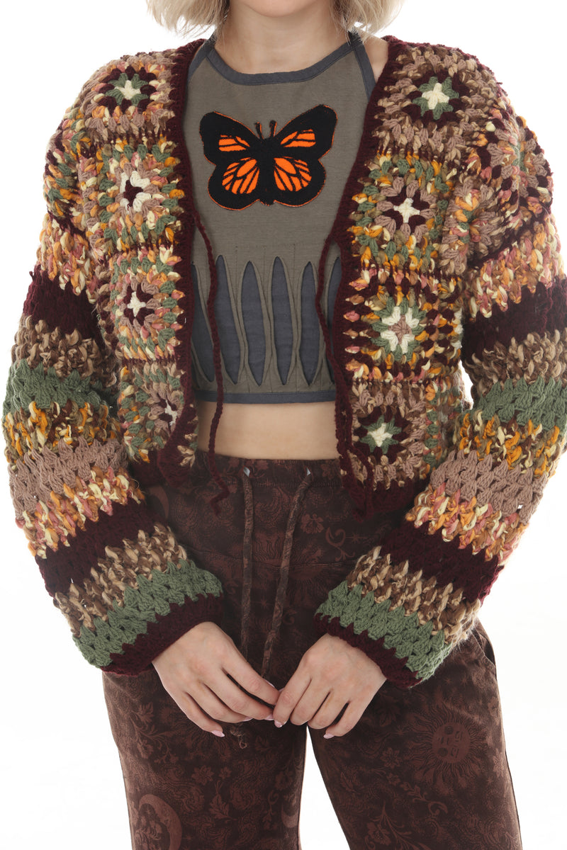 Granny Sq Cropped Cardigan