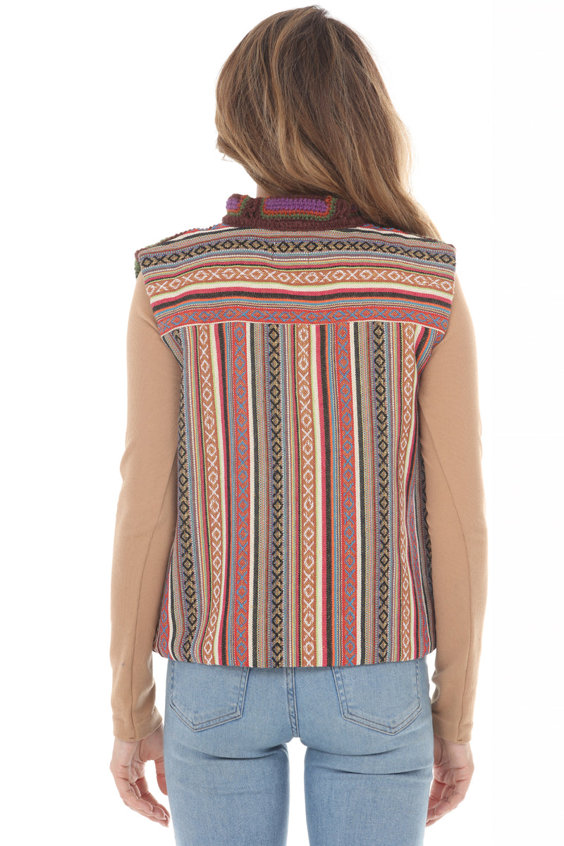 Geo Patchwork Crochet Wool Vest
