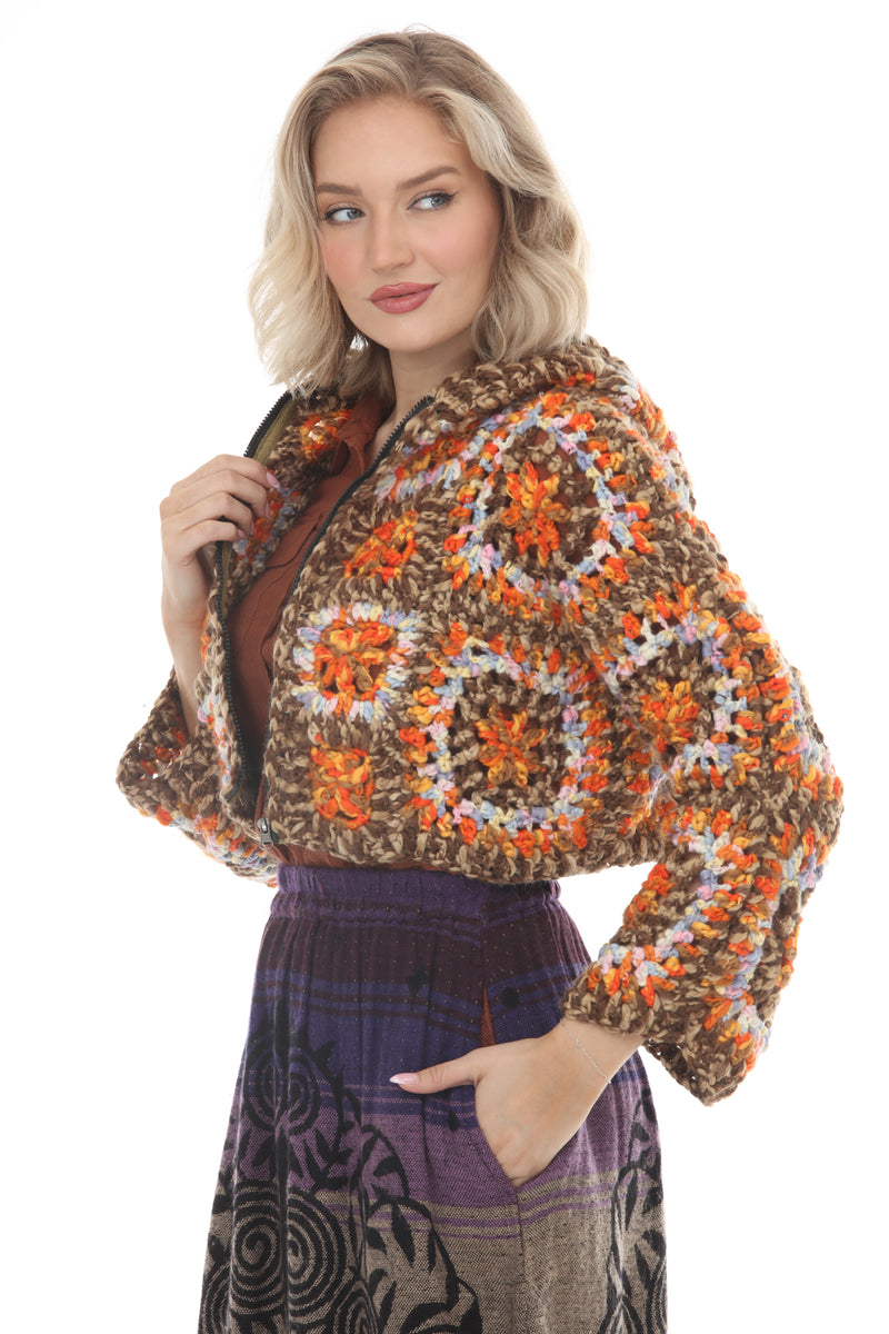 Cropped Tiedye Crochet Granny Hoodie