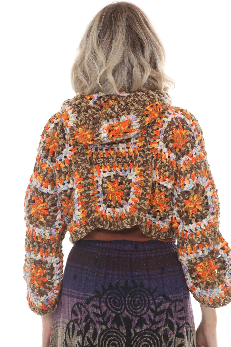 Cropped Tiedye Crochet Granny Hoodie