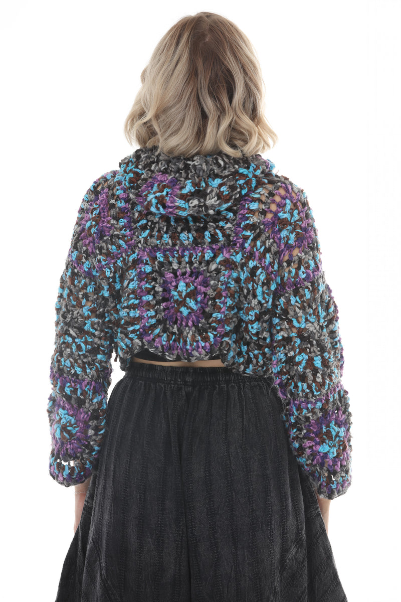 Cropped Tiedye Crochet Granny Hoodie